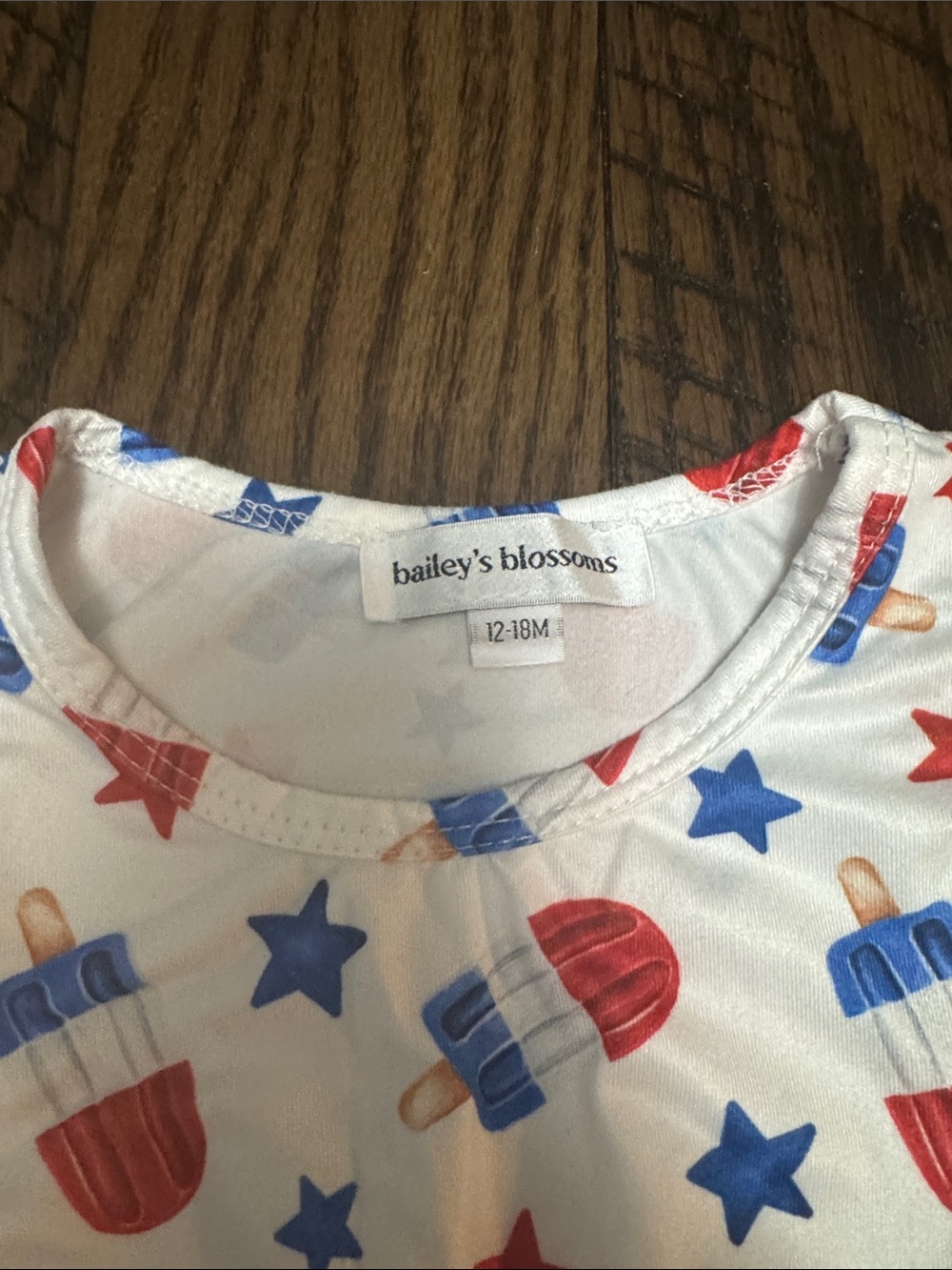 Bailey's Blossoms White Red & Blue Popsicle Romper - Kids - Picture 2 of 4